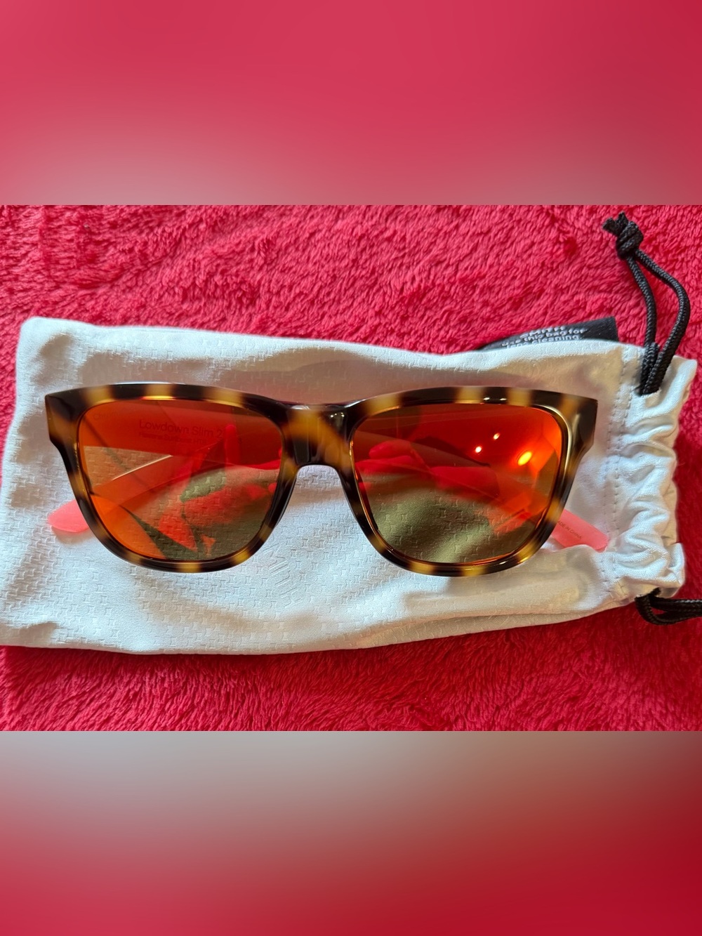 NWT Smith Lowdown Slim 2 ChromaPop Red Mirror Sunglasses Havana Sunburst Unisex